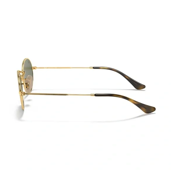 Ray-Ban oval flat metal sunglasses gold tortoise and green lenses RB3547-N 48/21 - Picture 6 of 17
